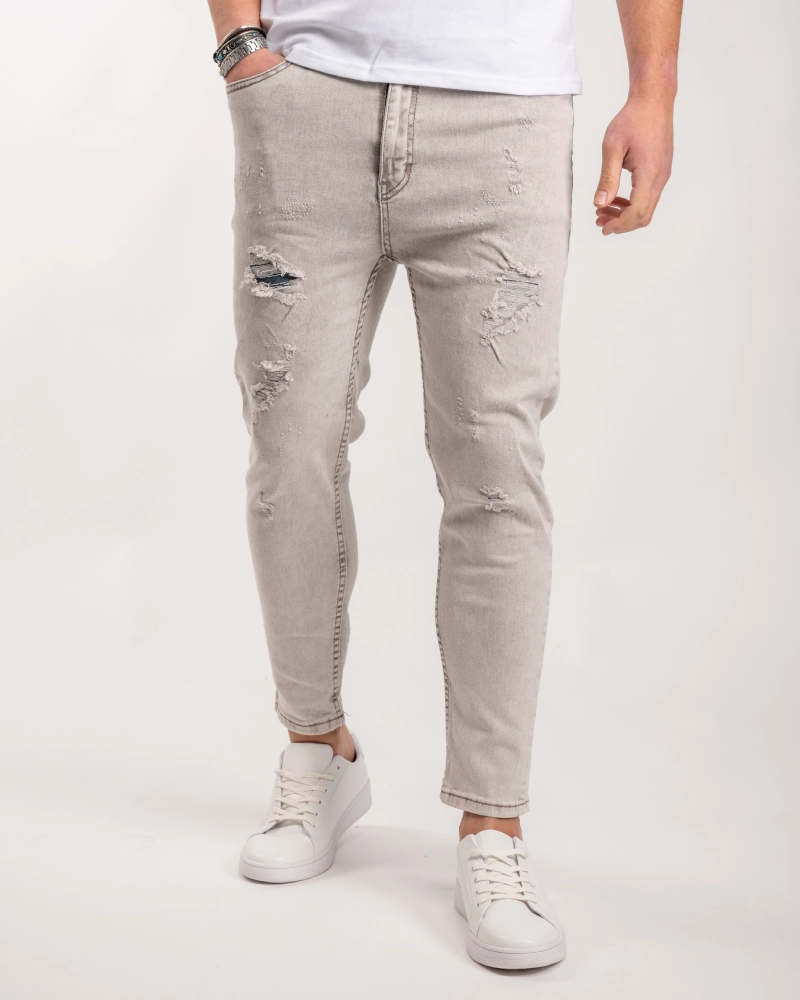 Ανδρικό jean HARPY με σκισίματα -boyfriend fit (Γκρι)