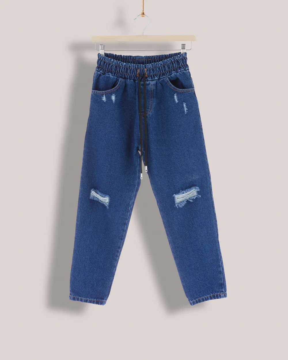 Ανδρικό Baggy Jean με λάστιχο (απλό με σκισίματα)