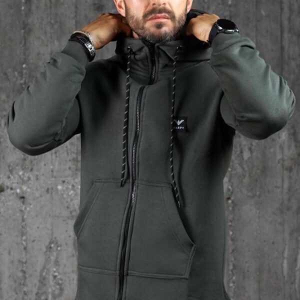 Ανδρική φούτερ ζακέτα Harpy με οβάλ τελείωμα (Χακί)