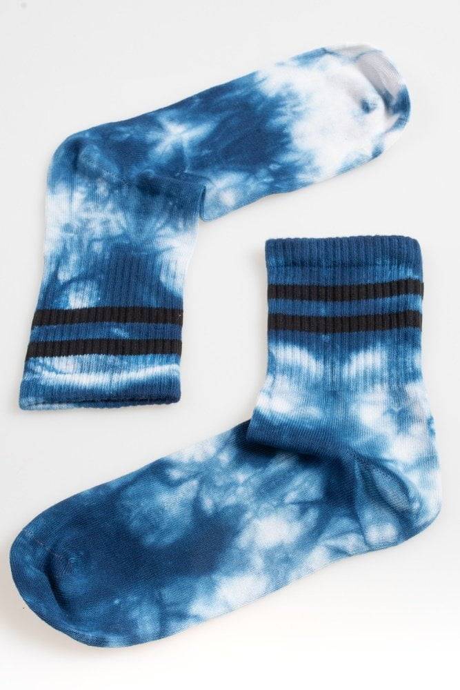 Κάλτσες Tie-Dye με ρίγα ψηλές (Μπλε)