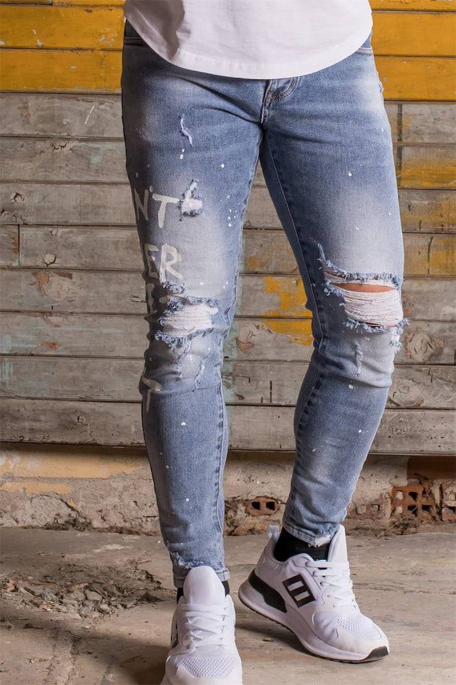 Ανδρικό Jean Harpy ανοιχτόχρωμο με στάμπα