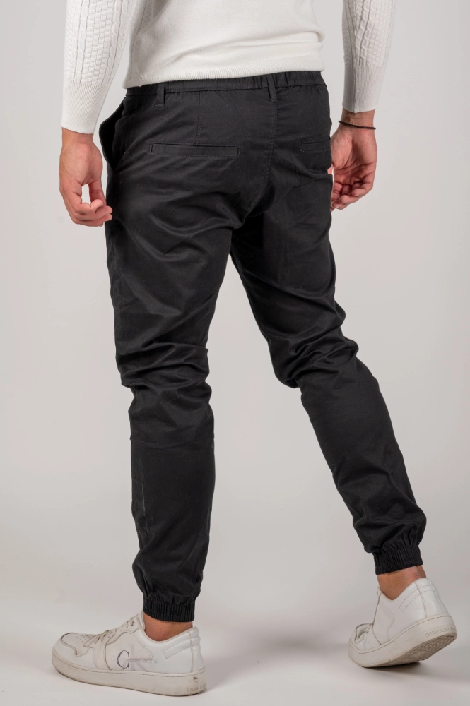 Ανδρικό υφασμάτινο παντελόνι Harpy με λάστιχο στο τελείωμα (Μαύρο) - Image 2