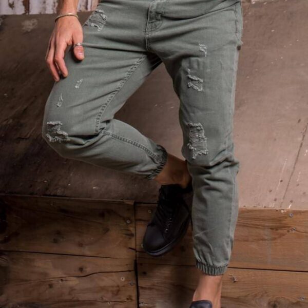Ανδρικό Jean παντελόνι Harpy με σκισίματα (Χακί)