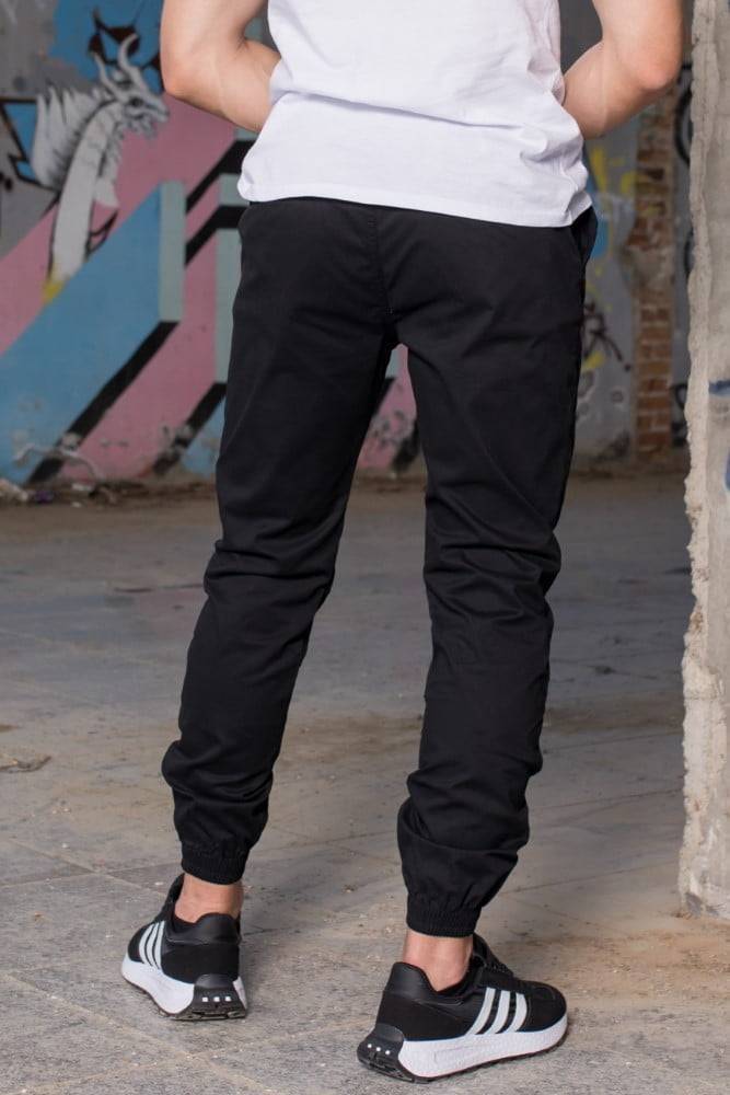 Ανδρικό υφασμάτινο παντελόνι Harpy με λάστιχο στο τελείωμα (Μαύρο) - Image 5