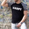 T-Shirt HARPY με στάμπα και Ρεγκλάν μανίκι (Μαύρο)