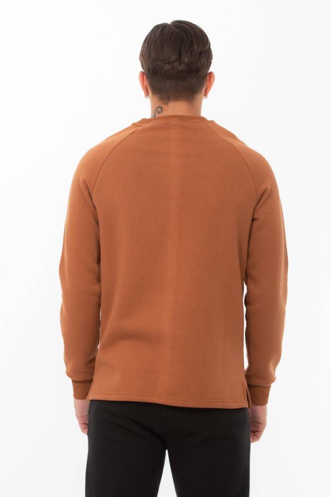 Ανδρική φούτερ μπλούζα Harpy με οβάλ τελείωμα και τρέσα (Καφέ) - Image 5