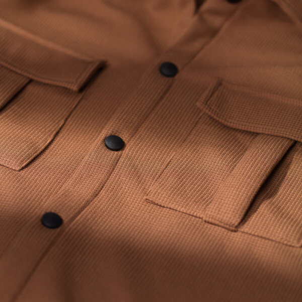 Ανδρικό σετ πουκάμισο και παντελόνι με ανάγλυφο ύφασμα (Καφέ) harpy 2023.10.02 5