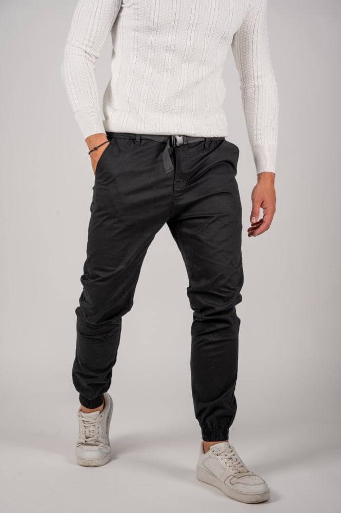 Ανδρικό υφασμάτινο παντελόνι Harpy με λάστιχο στο τελείωμα (Μαύρο) - Image 12
