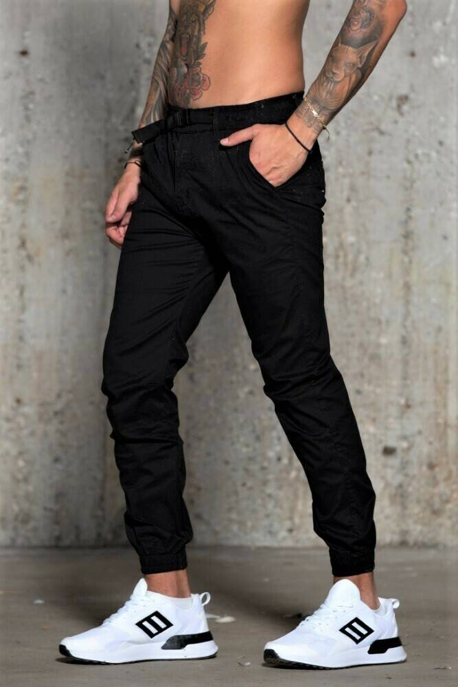 Ανδρικό υφασμάτινο παντελόνι Harpy με λάστιχο στο τελείωμα (Μαύρο) - Image 9