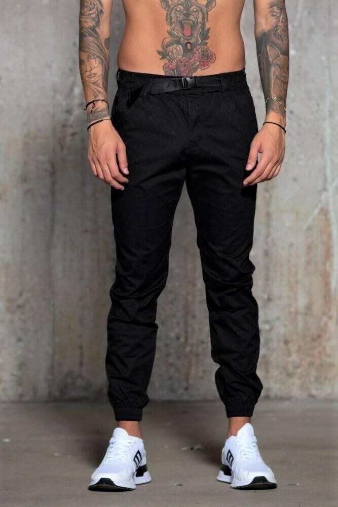 Ανδρικό υφασμάτινο παντελόνι Harpy με λάστιχο στο τελείωμα (Μαύρο) - Image 11
