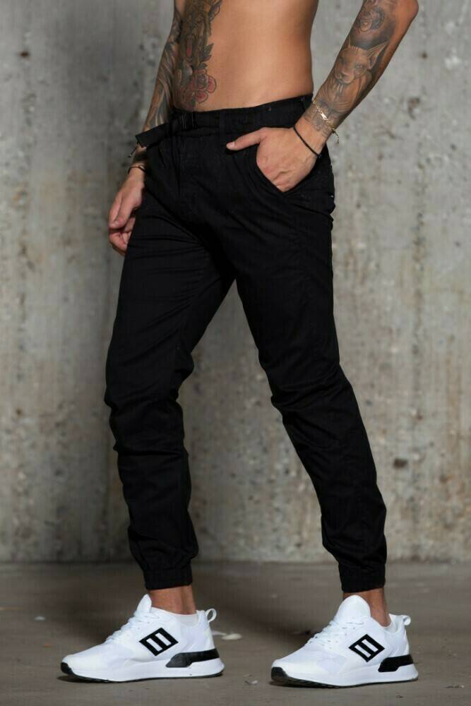 Ανδρικό υφασμάτινο παντελόνι Harpy με λάστιχο στο τελείωμα (Μαύρο) - Image 6