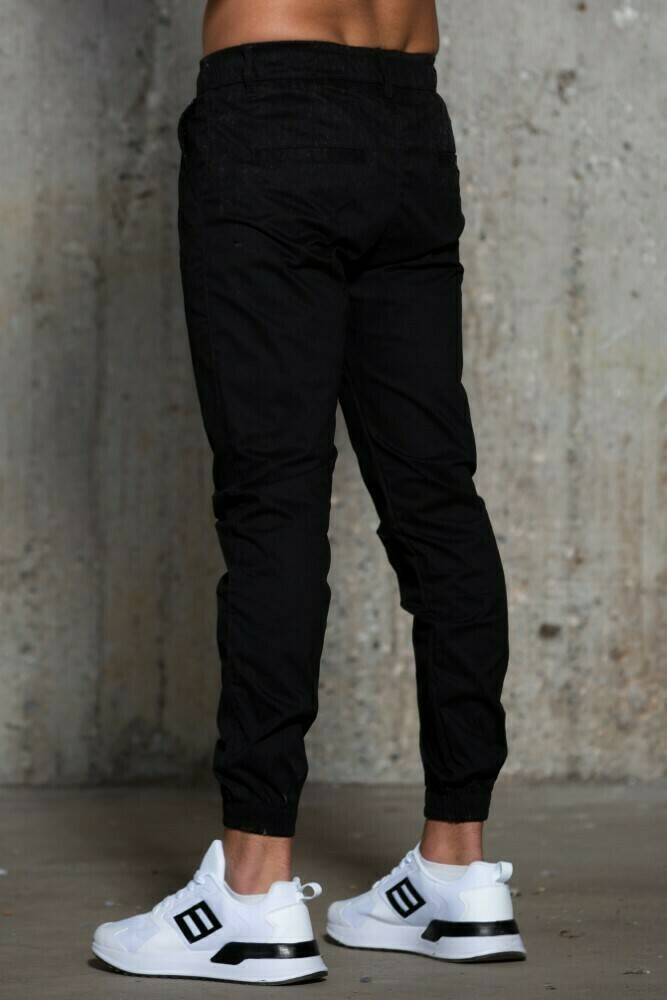 Ανδρικό υφασμάτινο παντελόνι Harpy με λάστιχο στο τελείωμα (Μαύρο) - Image 7