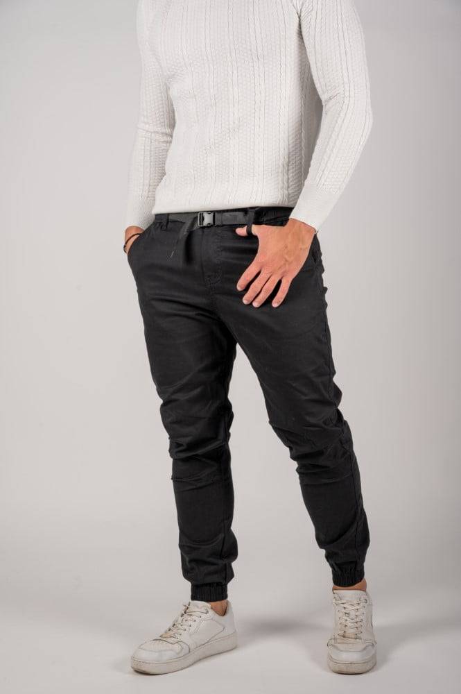 Ανδρικό υφασμάτινο παντελόνι Harpy με λάστιχο στο τελείωμα (Μαύρο) - Image 14